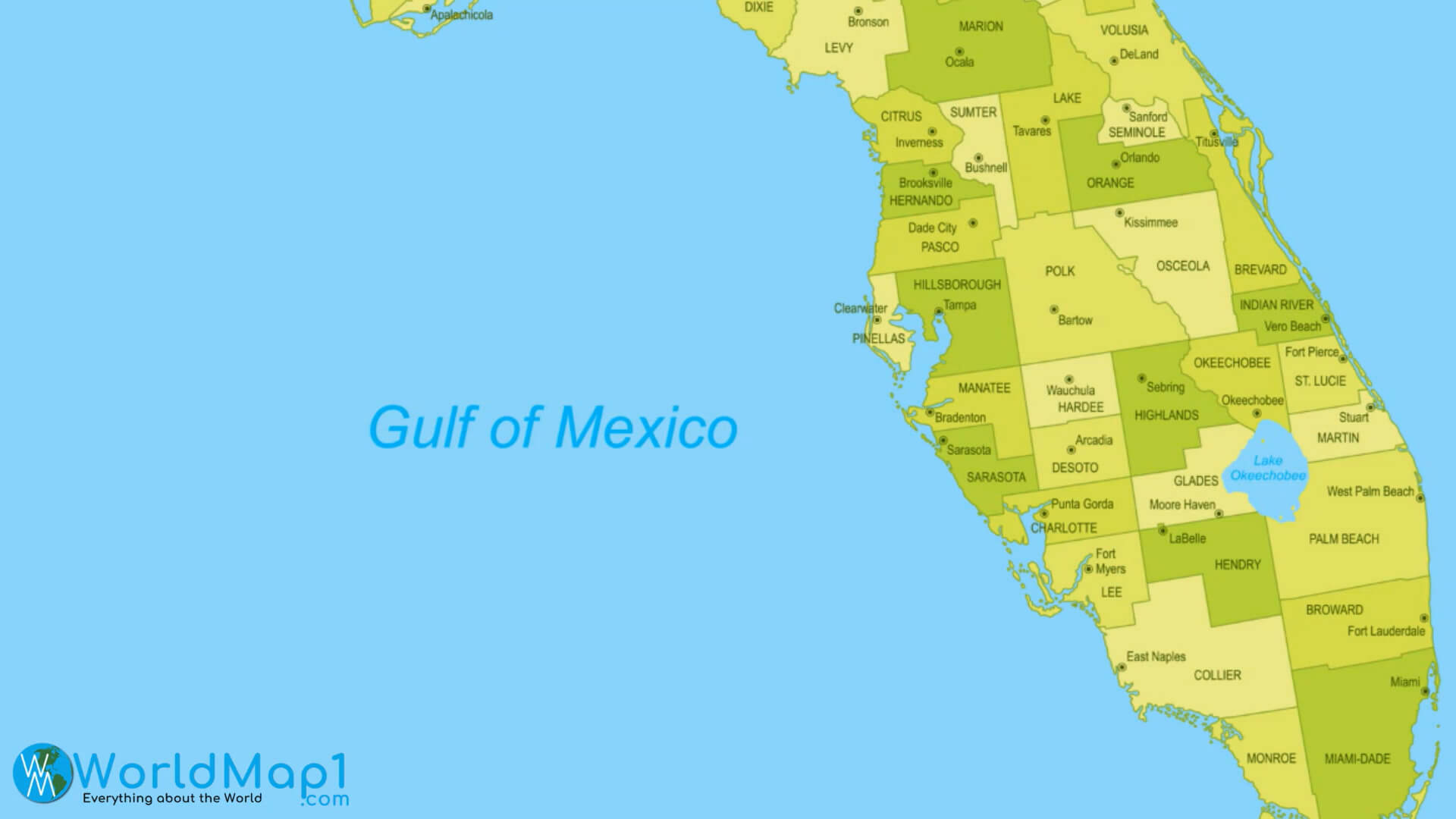Gulf of Mexico and Florida Map